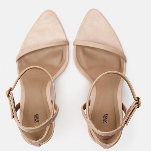Zara tan leather sandals heels shoes - Picture 3 of 8